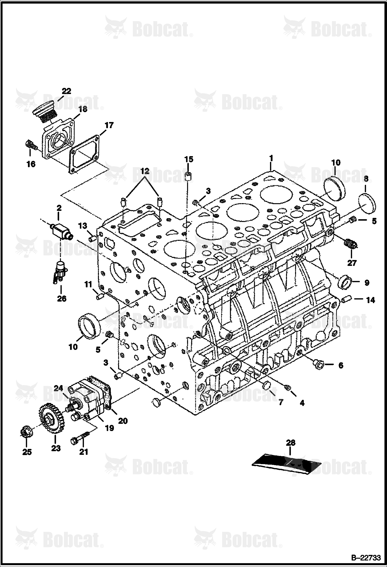 Crankcase (Kubota - V2003TMDI - Tier II) 525011001 & Above, 525111001 & Above