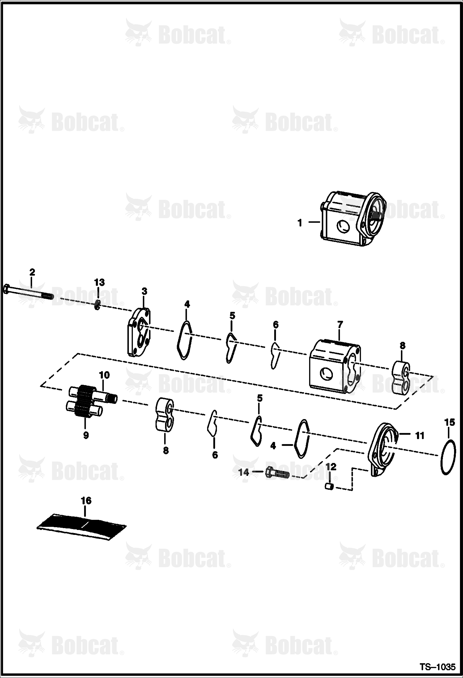 Gear Pump (Models B5501-30574, B5501-34727 & B5501-36006) (For Hydro. Pump Models M91-35916, 4355047, 4355065, 4355049 or 4355066)
