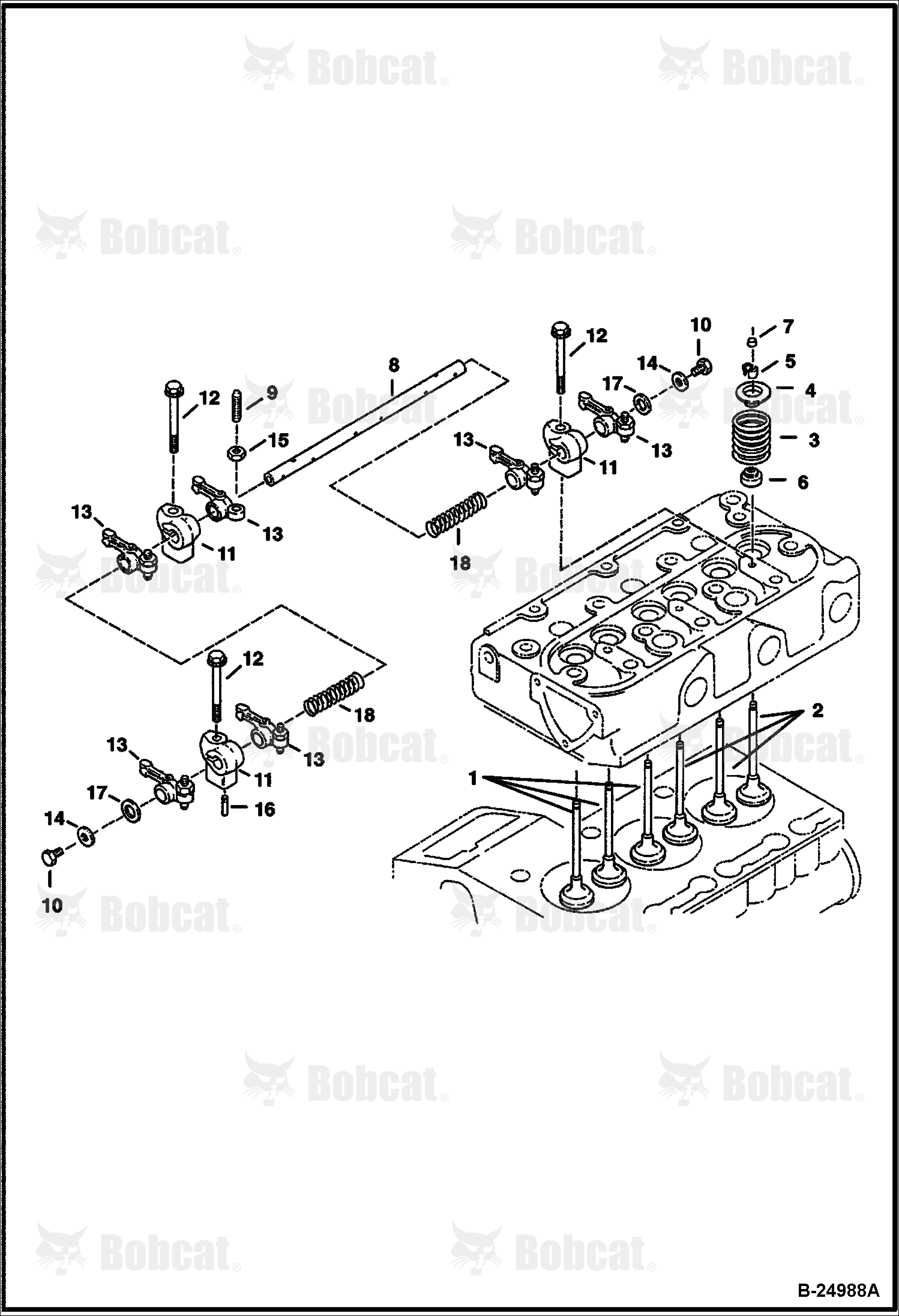 Rocker Arm & Valves (Kubota D722-E2B-BC-3) (Tier II Replacement)