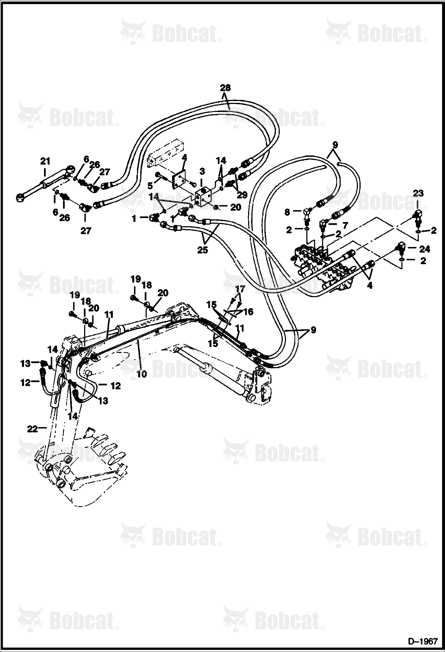Hydraulic Circuitry (Bucket and Boom Swing)(Boom Swing Equipped With Lock Valve)