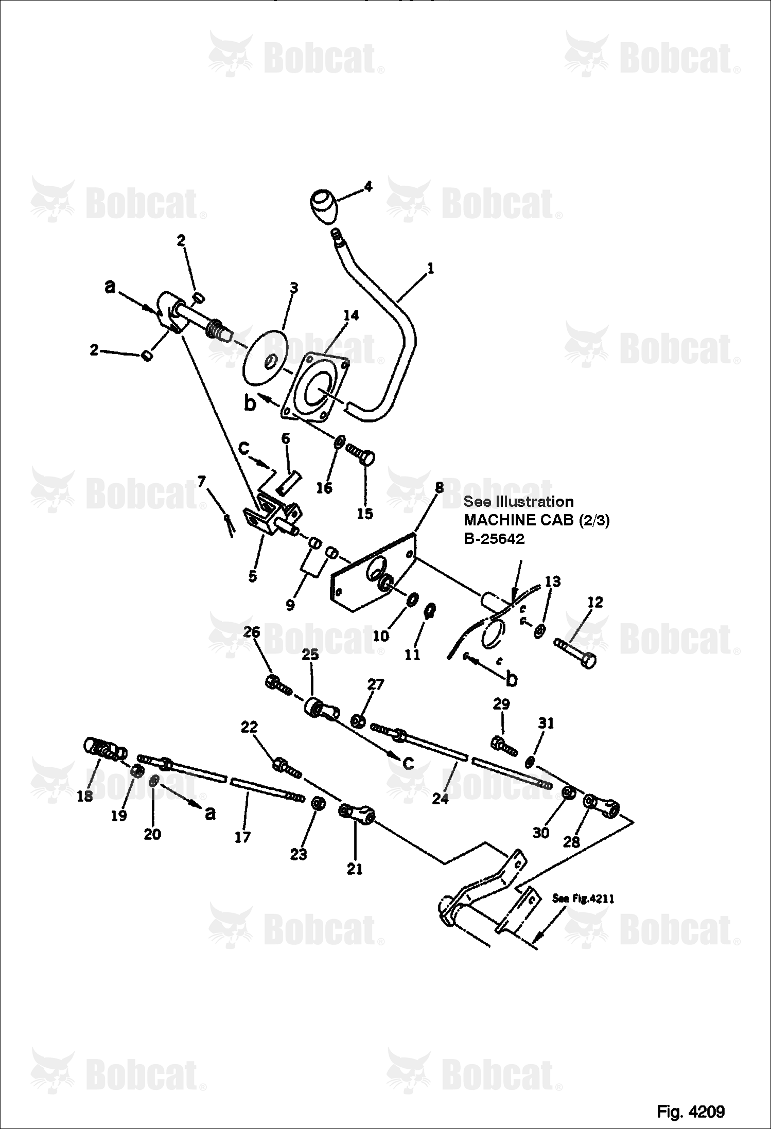 Blade Control Lever and Linkage (1/2) (FOR Power Tilt MECH. Angle DOZER) (Komatsu S/N 13025 & Above)