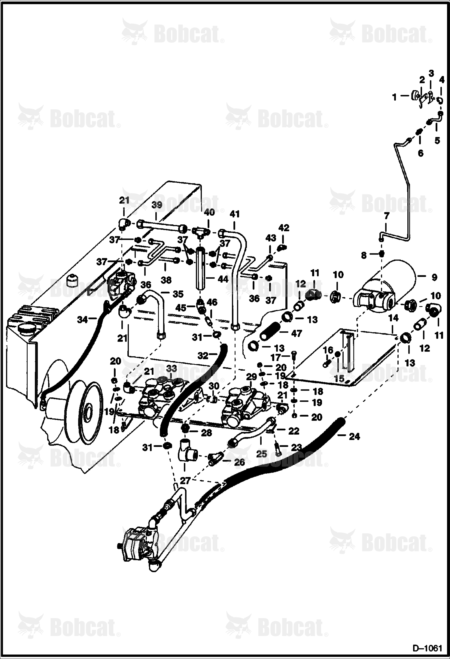 Main Frame Hydraulic Circuitry (M-444, M-500 Gasoline, LP Gas)
