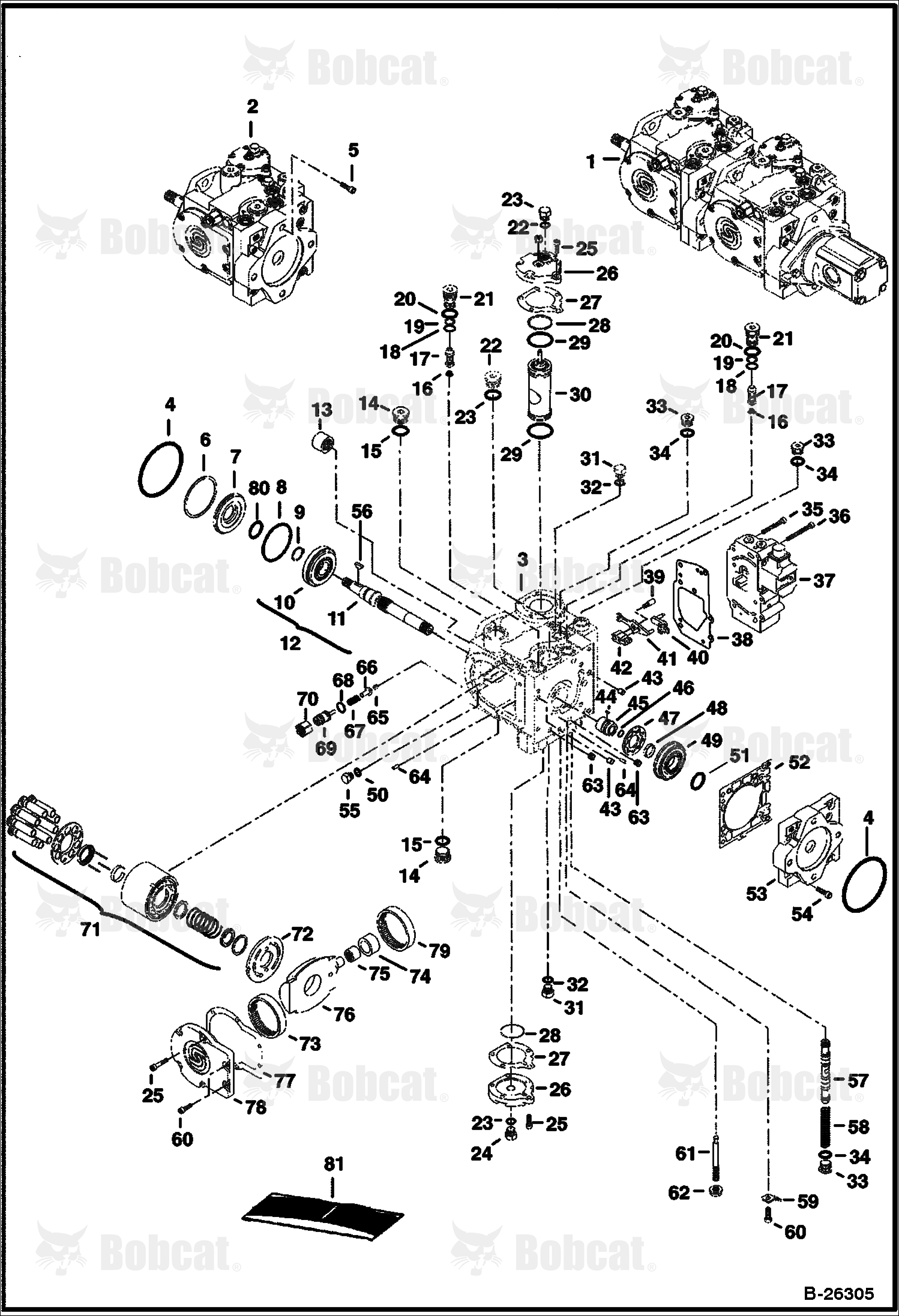 Hydrostatic Pump (SJC) (Servo Assisted Steering) (Left Half)