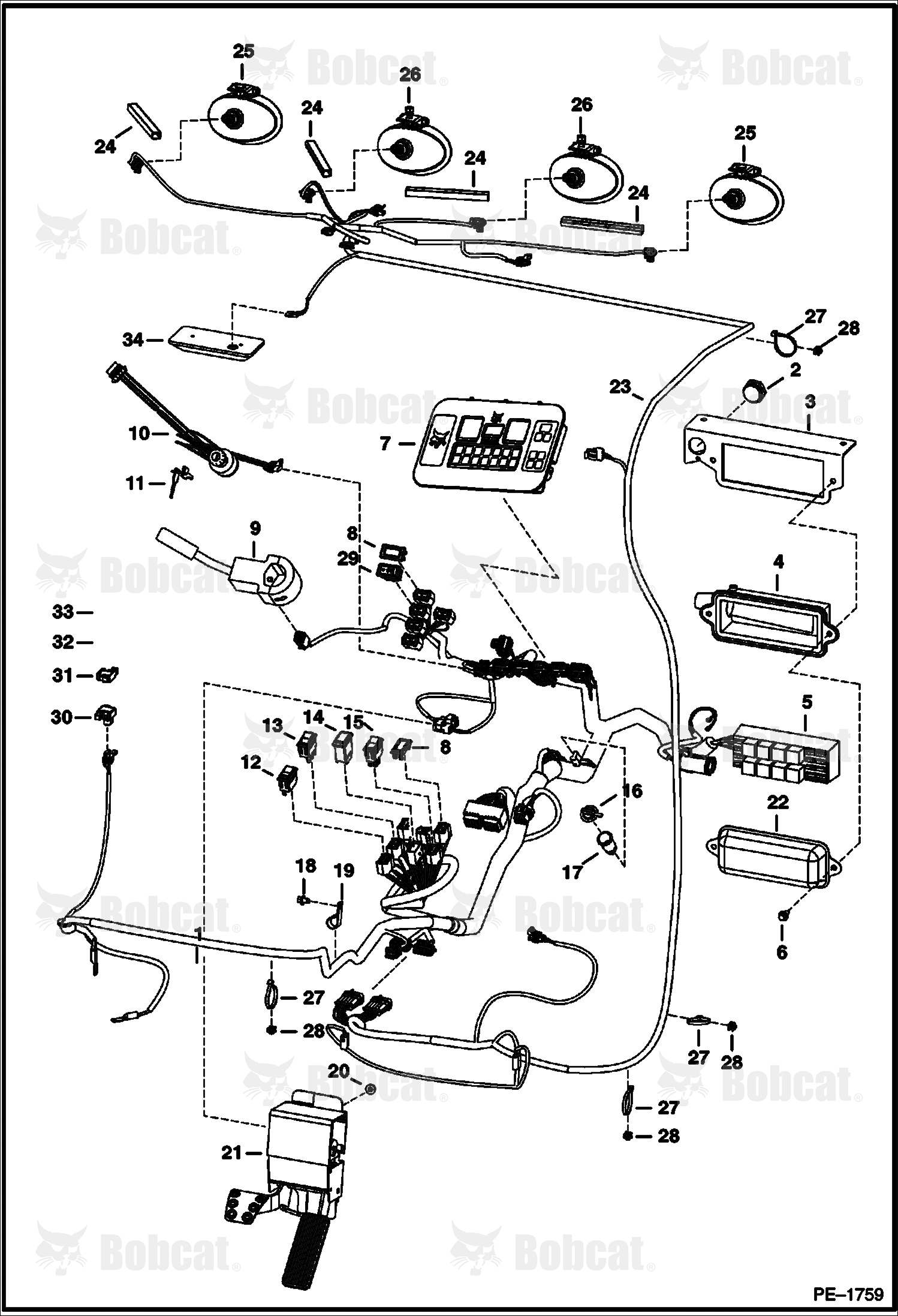 CAB Electrical Circuitry (Plastic Covered Pedal Assembly) 520511001 - 520511458