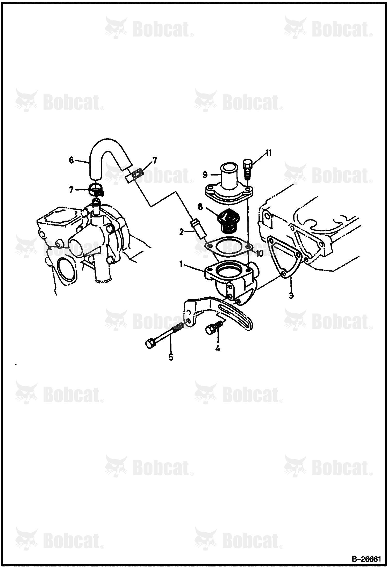 Water Flange & Thermostat (Kubota D722)
