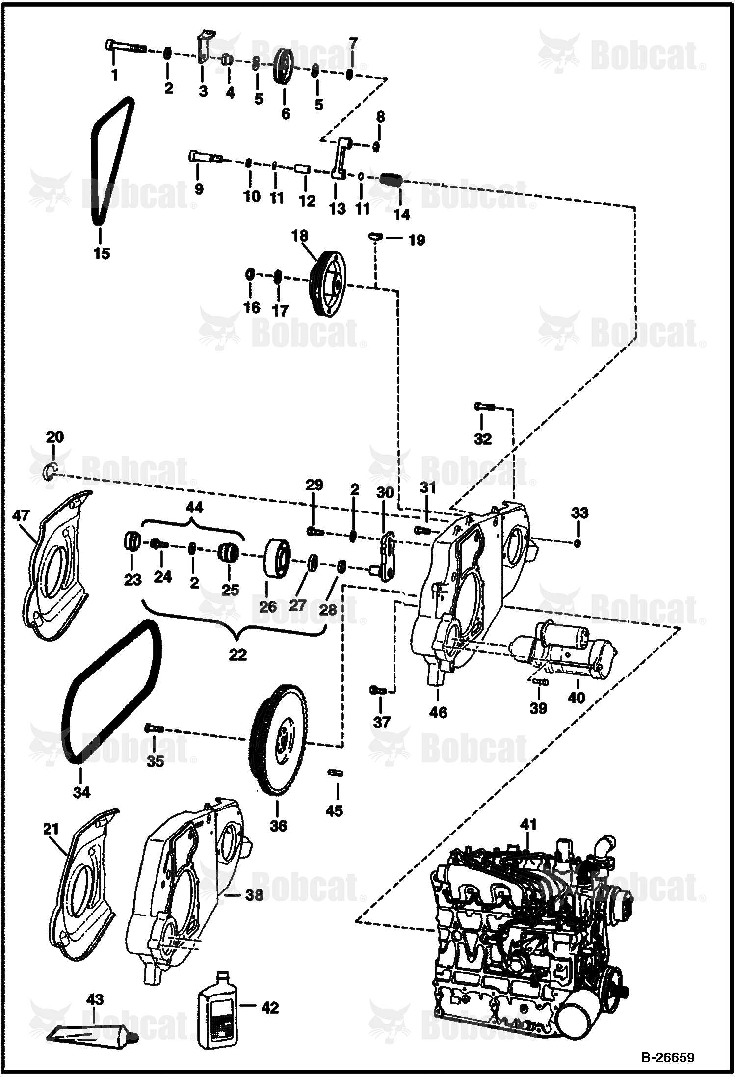 Engine & Attaching Parts (Belt Drive System - W/Fixed Idler)