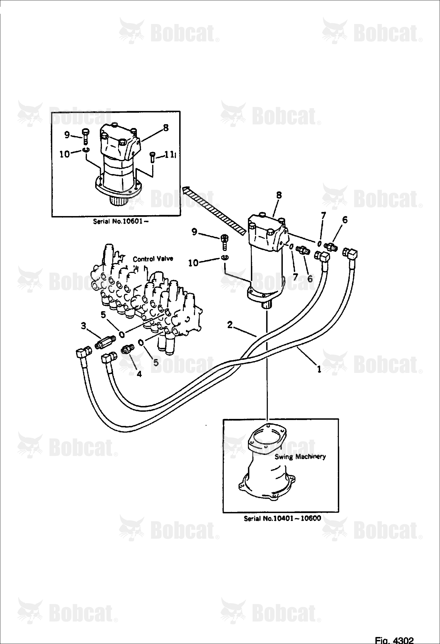 Hydraulic Piping (VALVE TO/FROM Swing MOTOR)