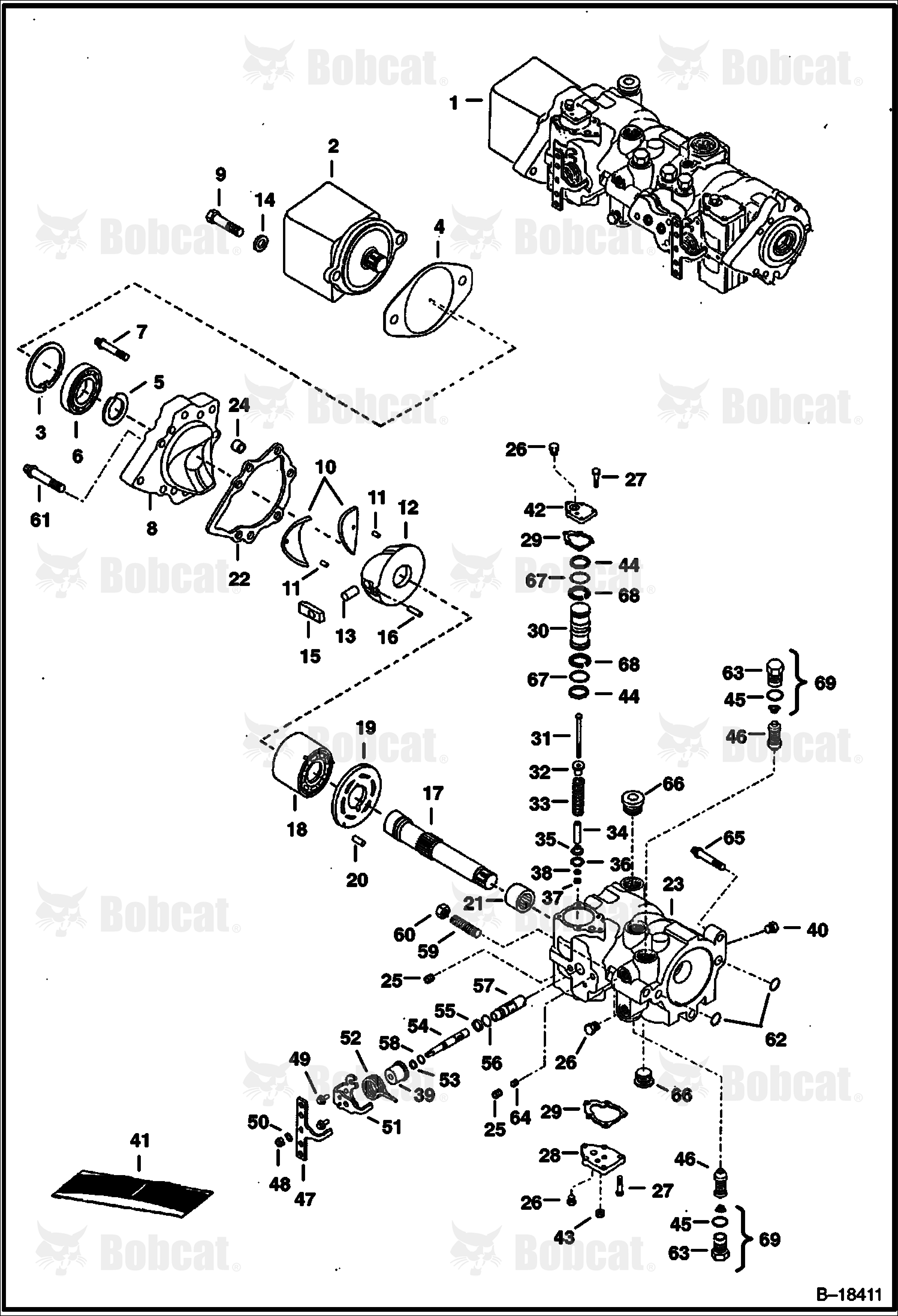 Hydrostatic Pump (M46 - Servo Assisted Steering) (Right Half) 514425001 & Above, 514525001 & Above, 514625001 & Above