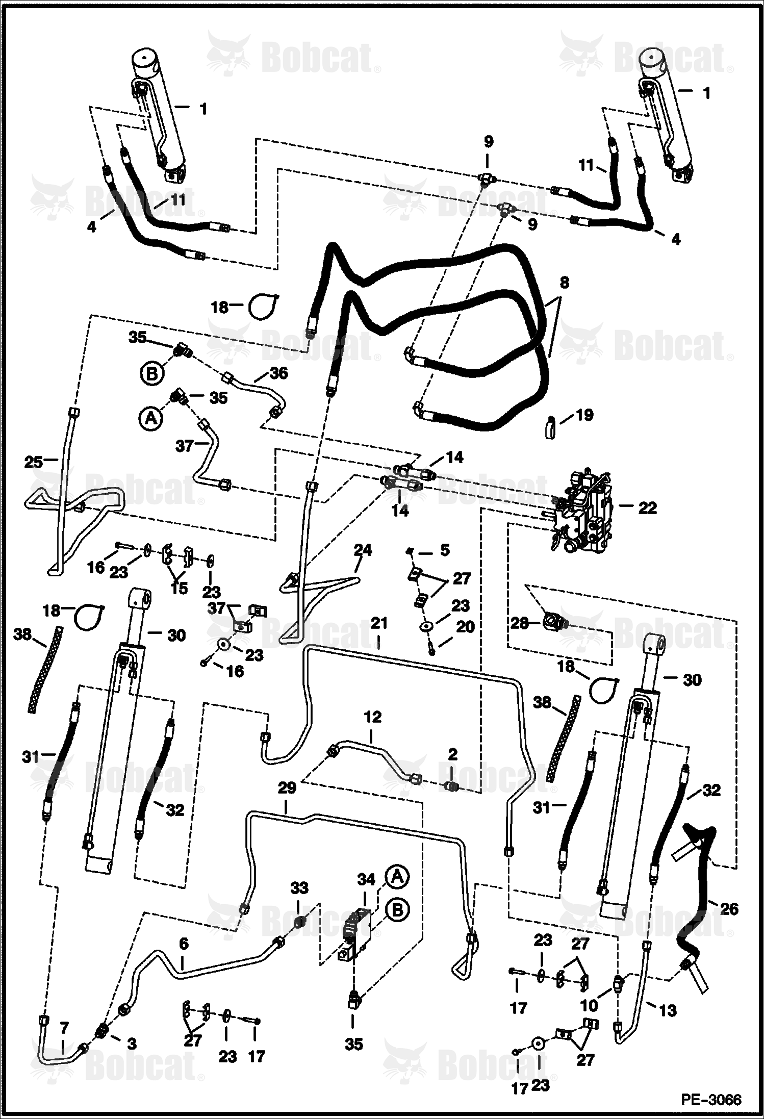 Hydraulic Circuitry (W/Bucket Positioning Valve) (W/O Cooling Upgrade) 531111001 - 531115050, 531211001 - 531211660