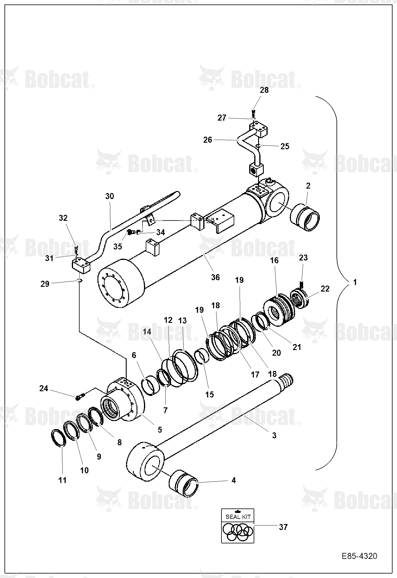 Boom Cylinder (W/Lock Valve)  B34T11001 - B34T13595