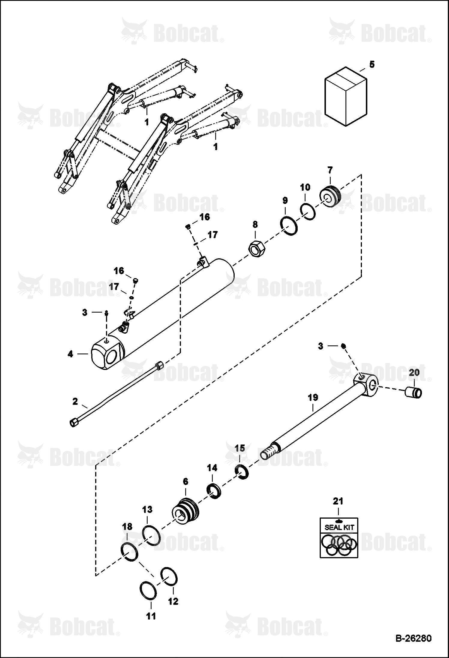 Tilt Cylinder (B200) (B250)  570211101 & Above, 570311071 & Above