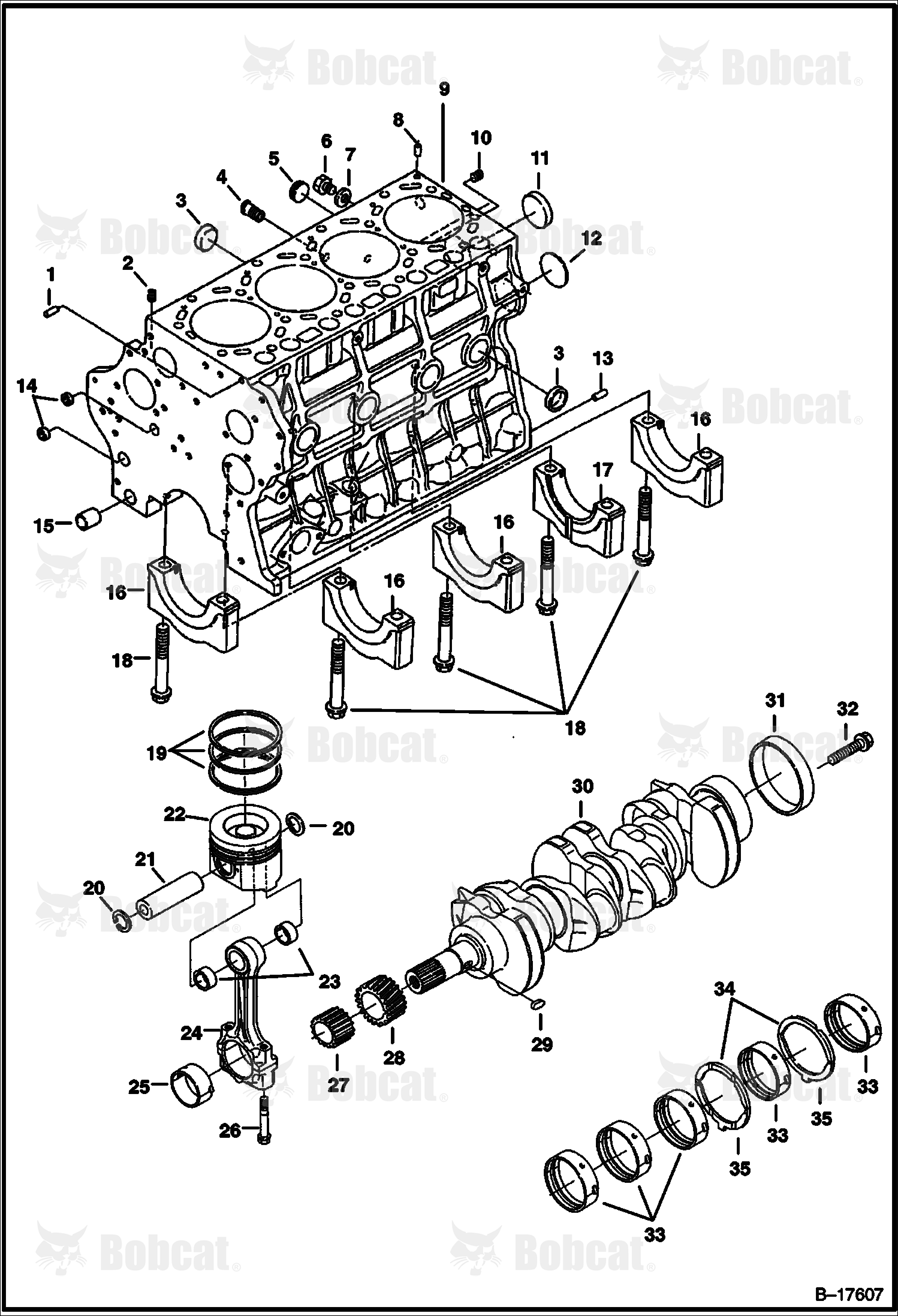 Piston & Crankshaft (V3300 DI T Kubota) (Tier I) 523211001 & Above, 523311001 & Above