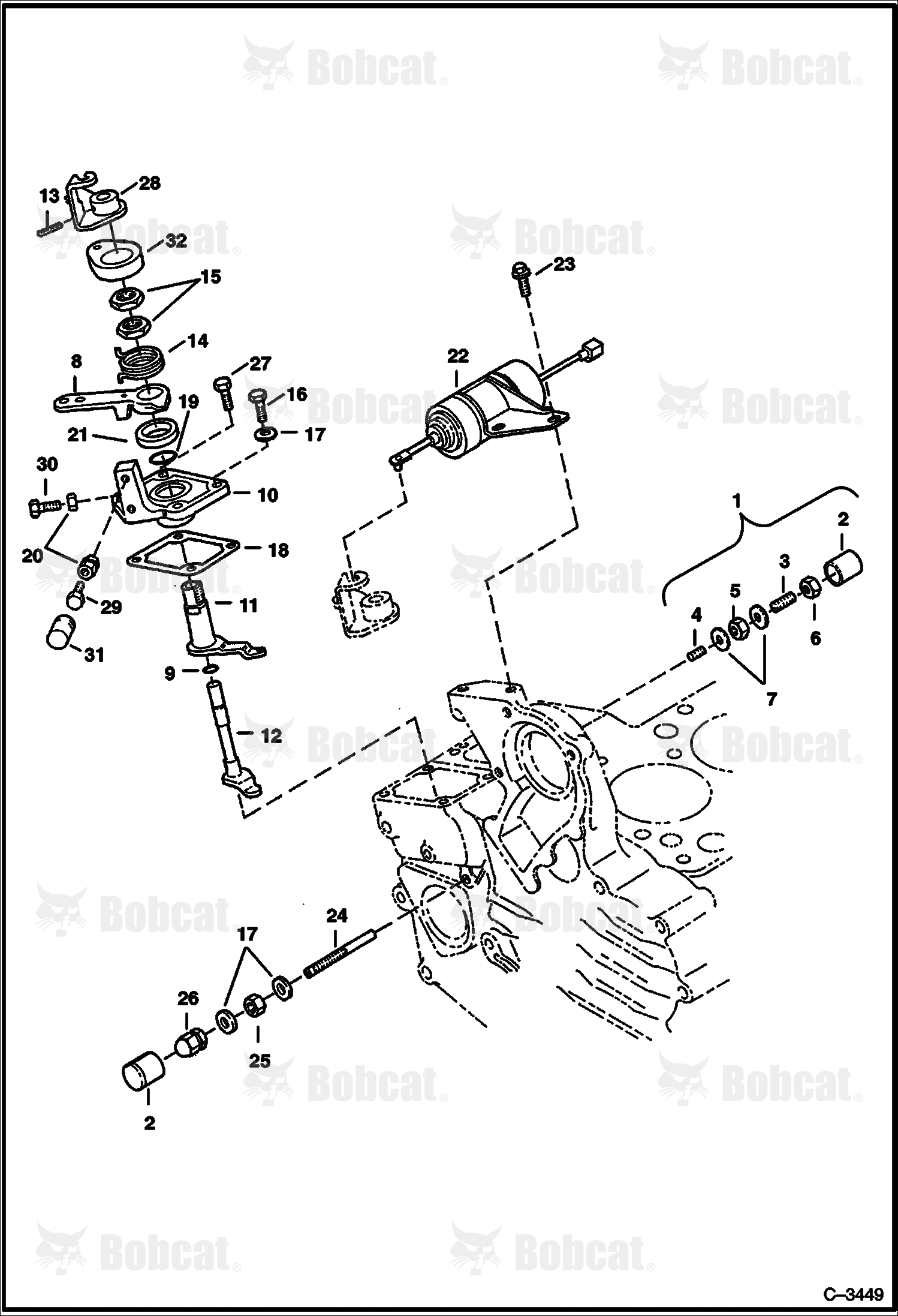 Speed Control & Stop Lever (Kubota D722-EB-BC-4) (Tier I)  523611001 & Above, 523711001 & Above