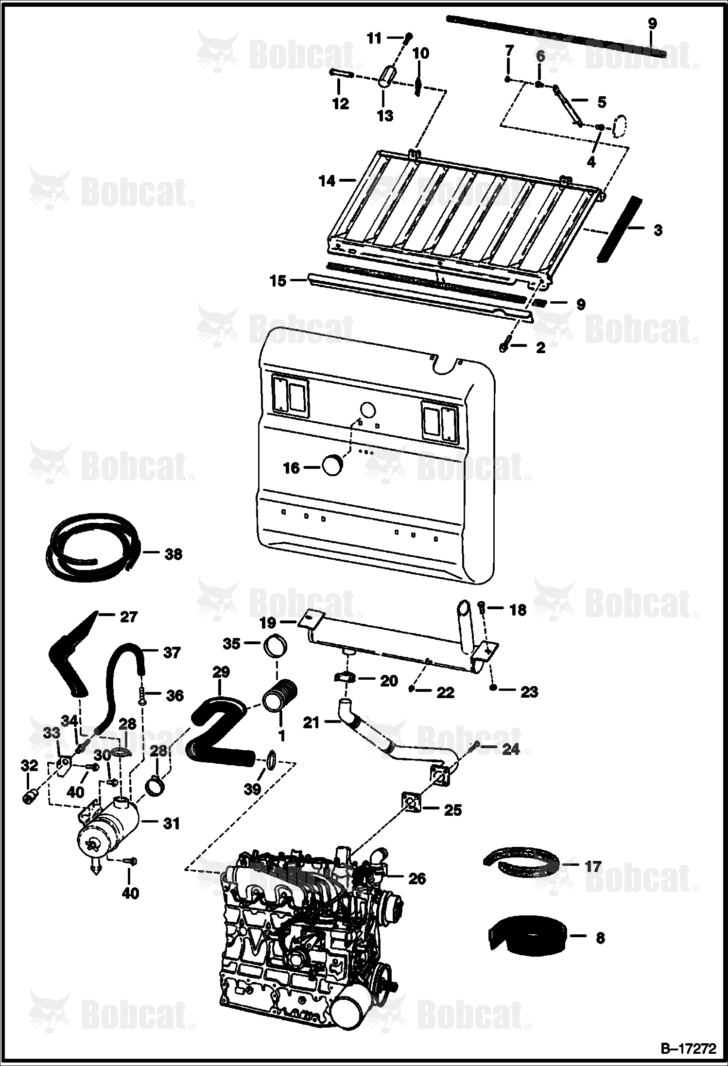 Engine & Attaching Parts (Air Cleaner, Muffler & Grill)