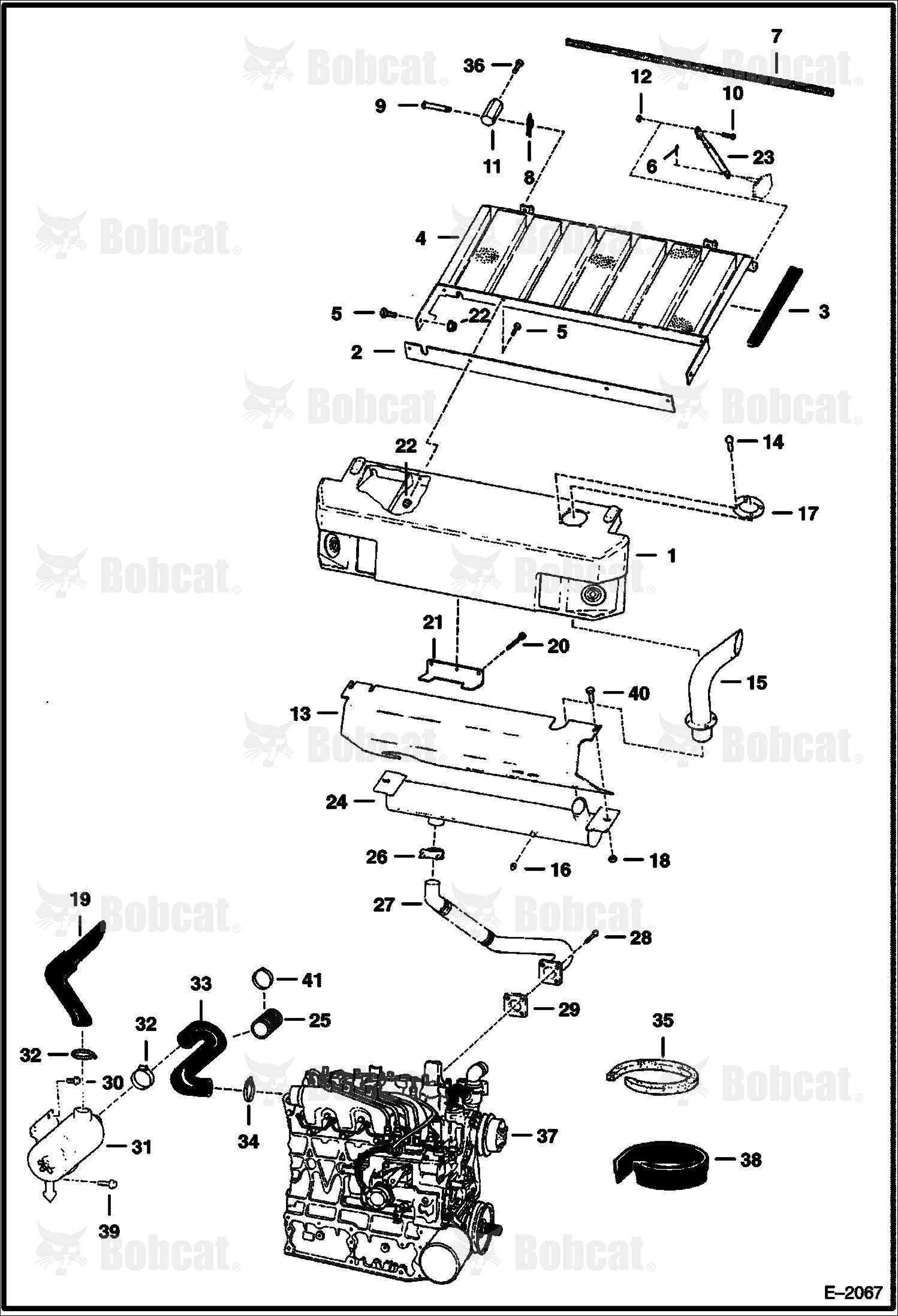 Engine & Attaching Parts (Air Cleaner, Muffler & Grill) 509611618 & Below