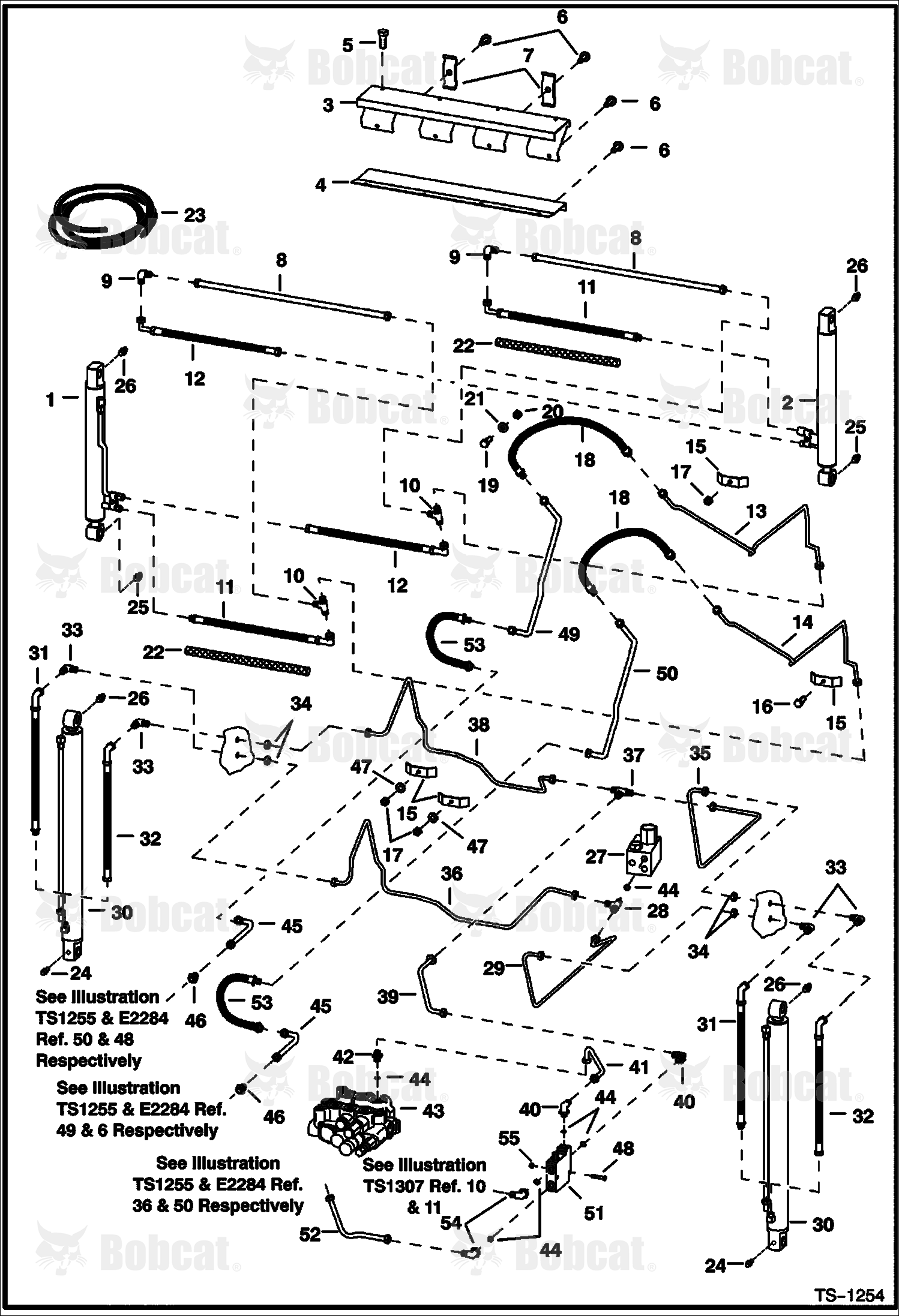 Hydraulic Circuitry (W/Bucket Positioning Valve)  514111573 & Below, 514211213 & Below