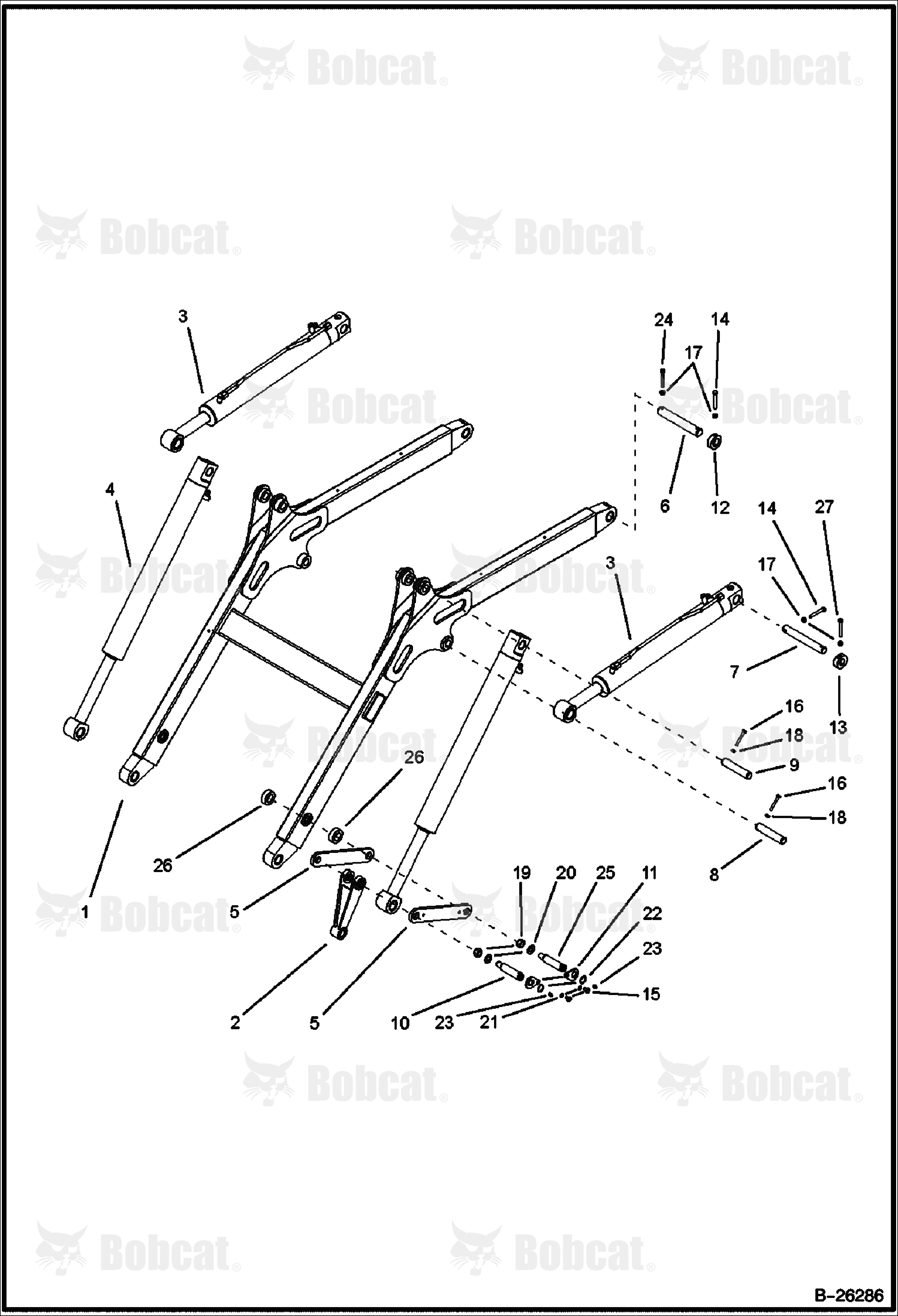 Lift Arm & Attaching Parts (B200) (B250)  570211101 & Above, 570311071 & Above