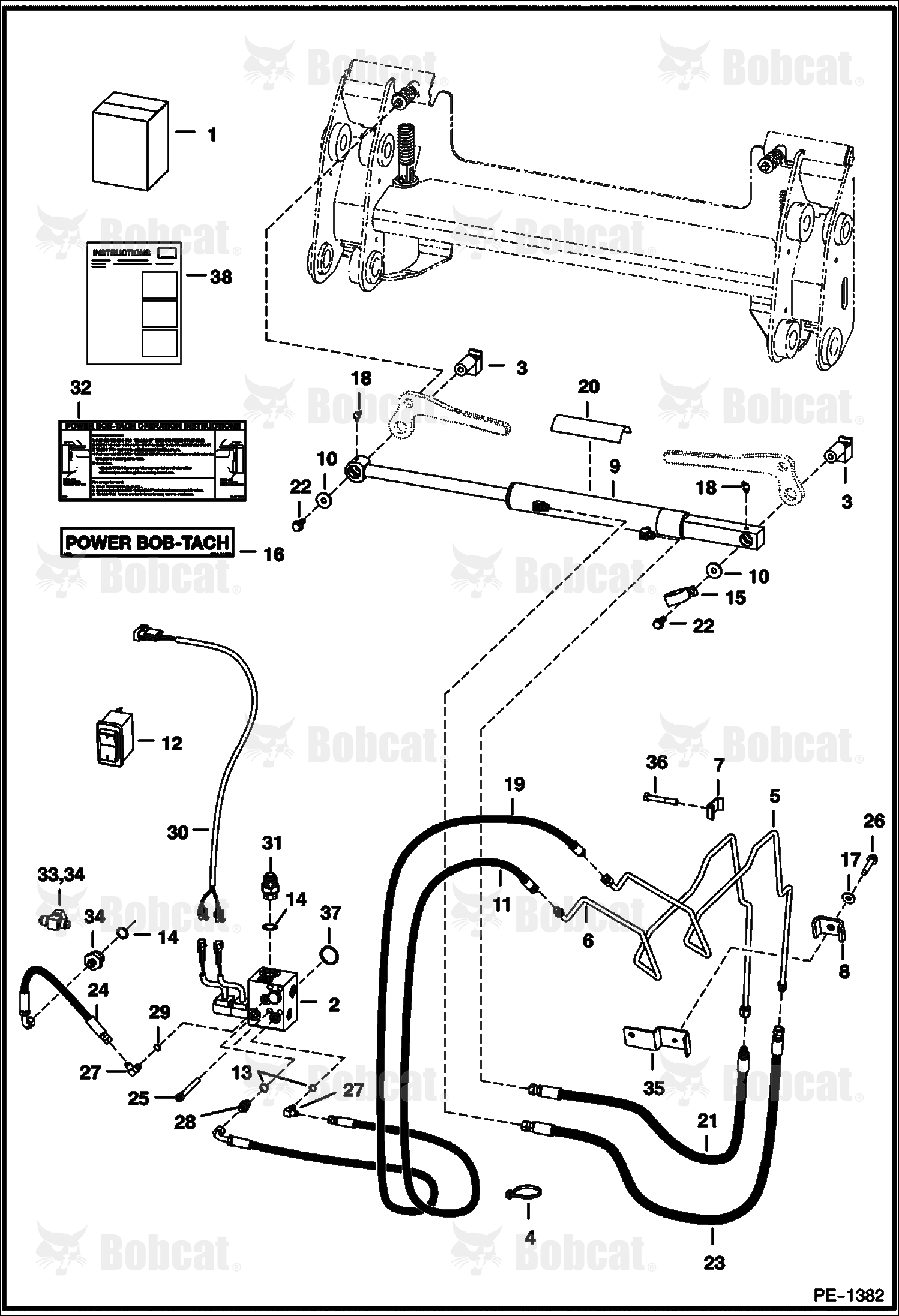 Power BOB-TACH Kit (Hydraulic Assisted) 517911001 - 517912142, 514211001 - 514241080, 514111001 - 514149734 Std. Flow, 514111001 - 514149137 High Flow
