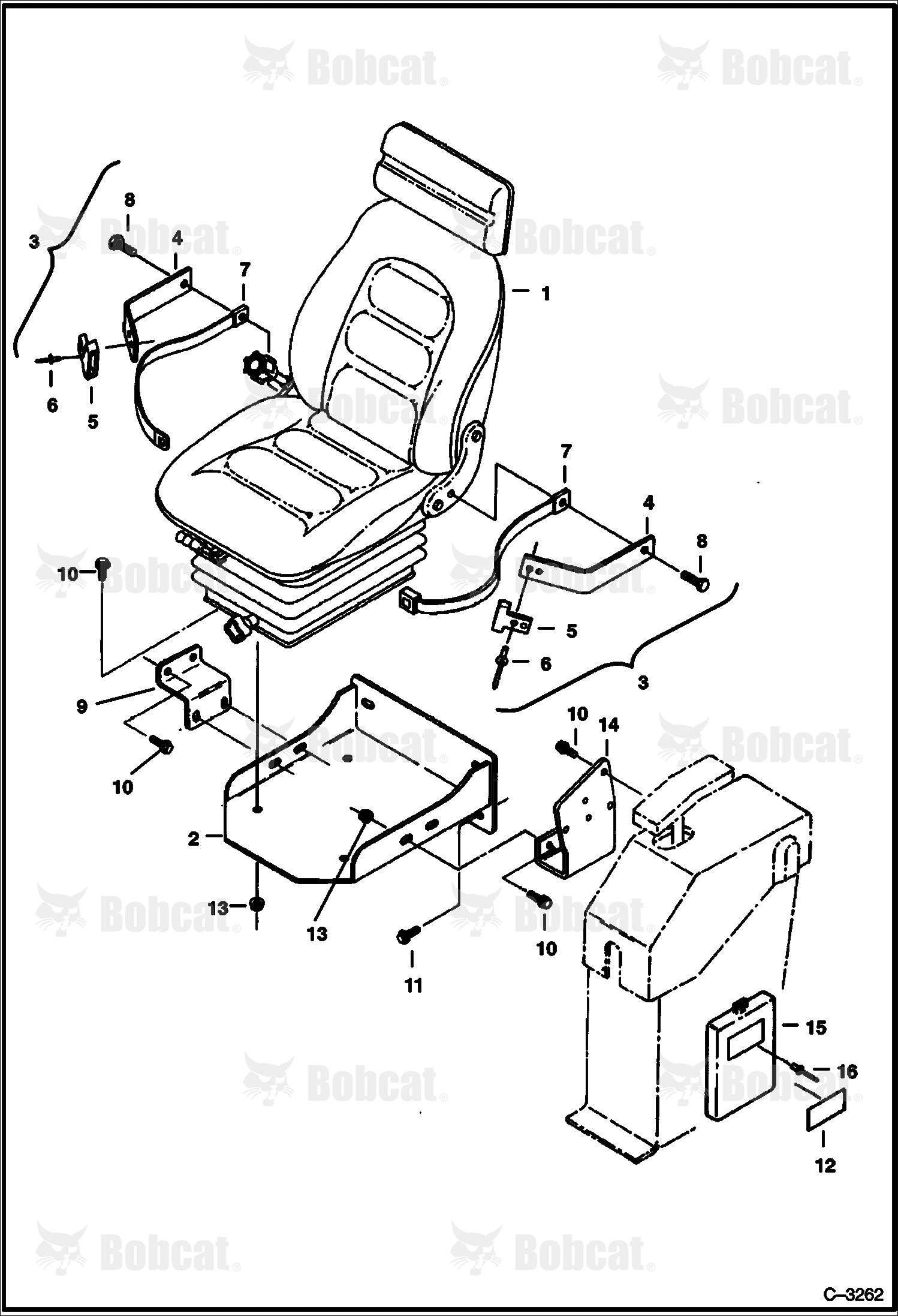 Seat and Mounting (For Excavators Sold in Scandinavian Countries)