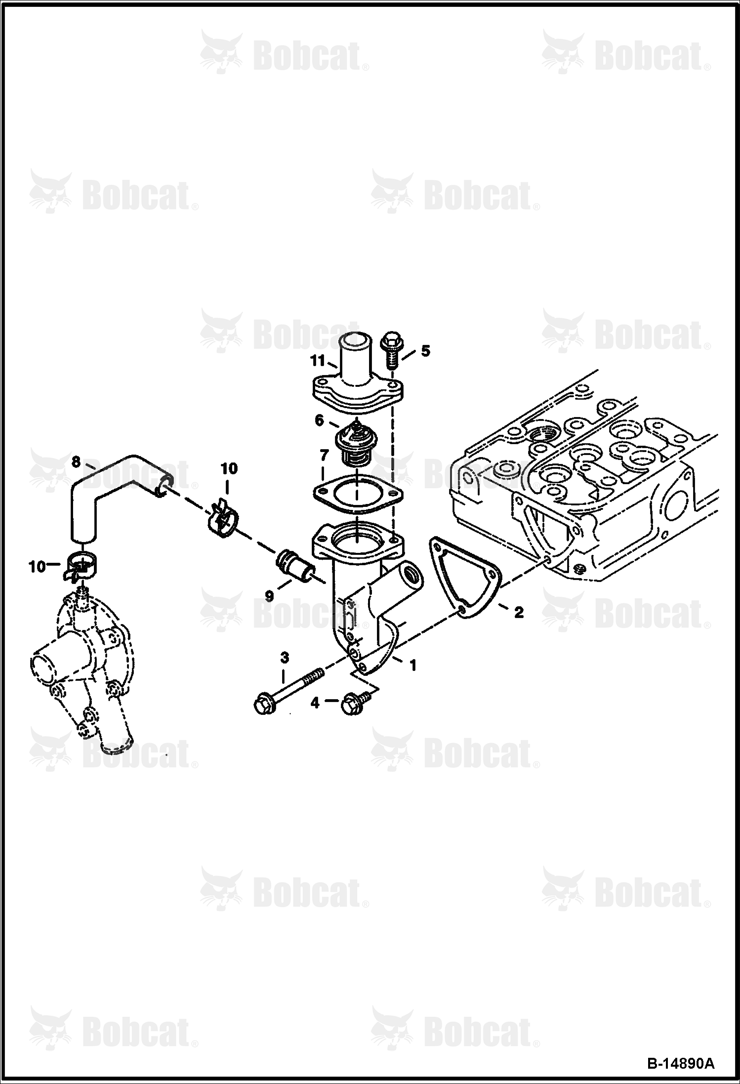 Water Flange & Thermostat (Kubota D722-E2B-BC-3) (Tier II Replacement)