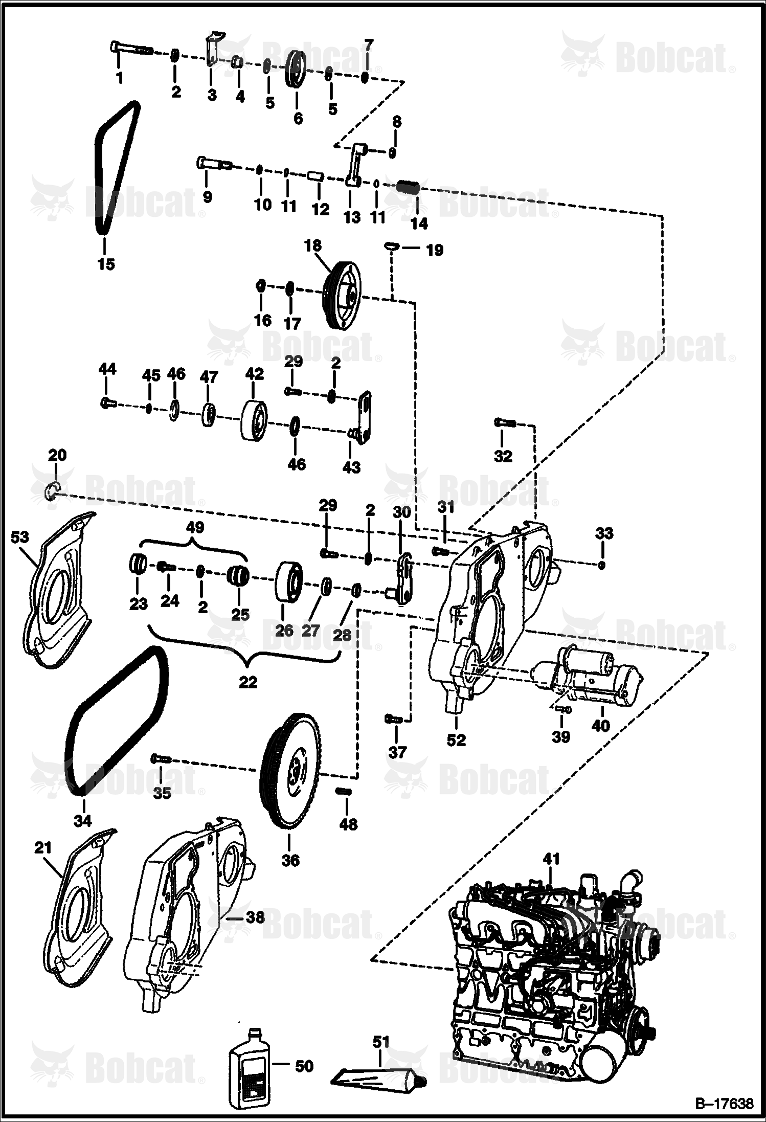 Engine & Attaching Parts (Belt Drive System - W/Fixed Idler)