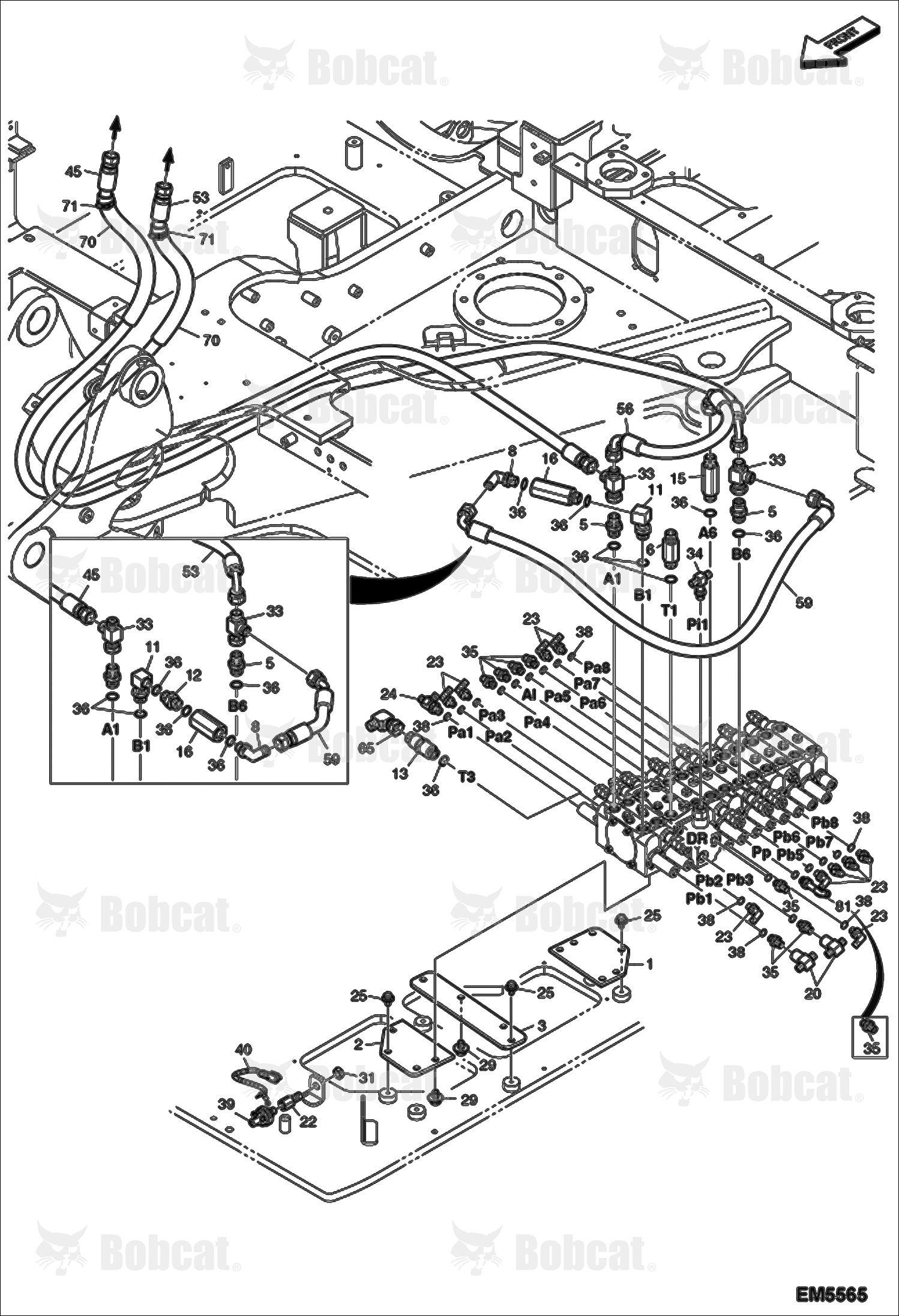 Hydraulic Circuitry (Work Hoses & Control Valve) (Arm) AET811001 - AET811320, AGSZ11001 - AGSZ11320