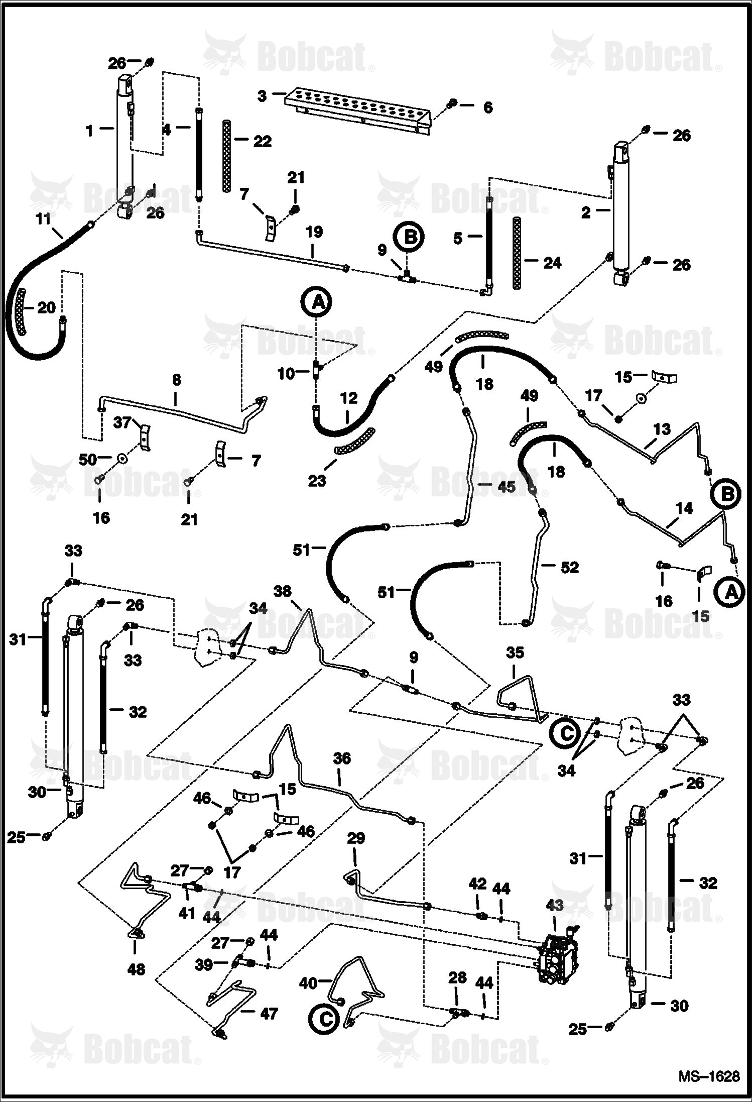 Hydraulic Circuitry (W/O Bucket Positioning Valve) 514122001 - 514127005, 514222001 - 514222392