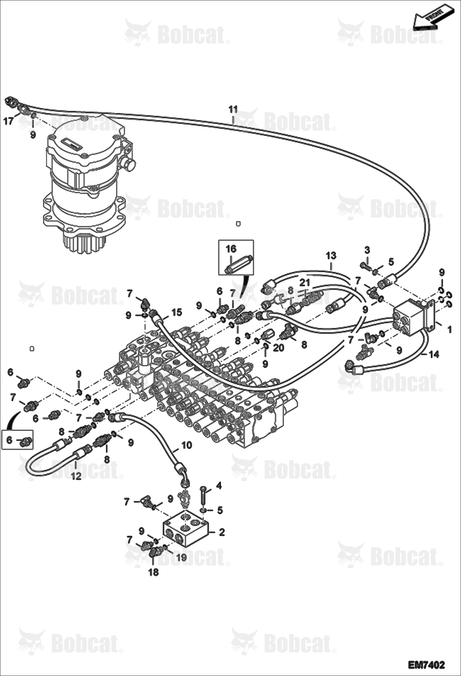 Hydraulic Pilot Circuitry (Slew Motor, Shuttle Valve) (K Type) AEFB11001 - AEFB11083
