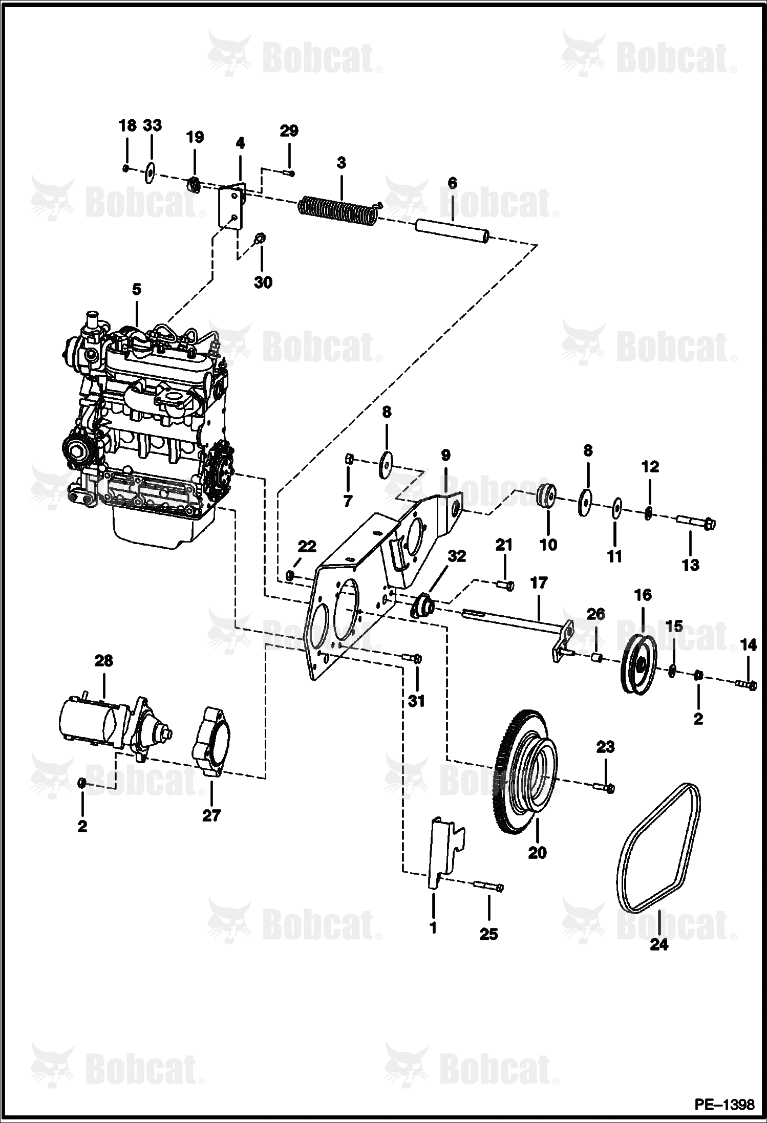 Engine & Attaching Parts (Belt Drive, Hyd.)  520011681 & Above, 519911410 & Above