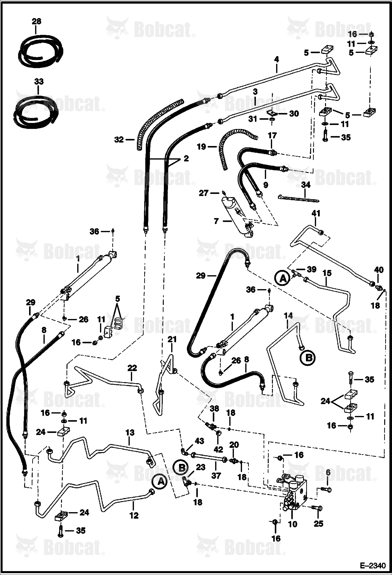 Hydraulic Circuitry (W/O Bucket Positioning Valve) 512220298 & Above, 512440721 & Above, 512612258 & Above