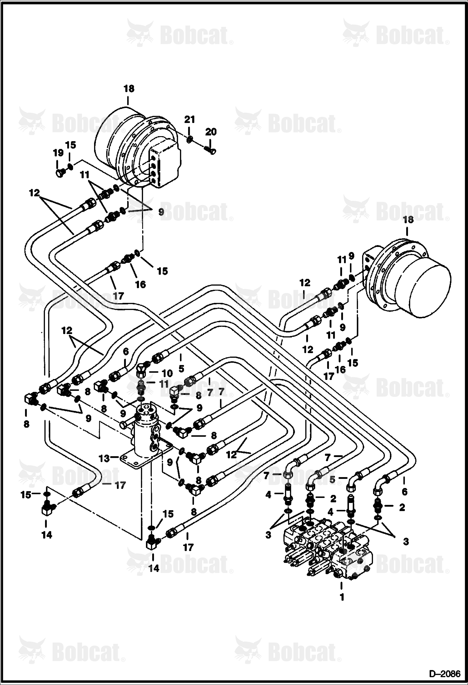 Hydraulic Circuitry (Valve to Swivel Joint to Travel Motor)