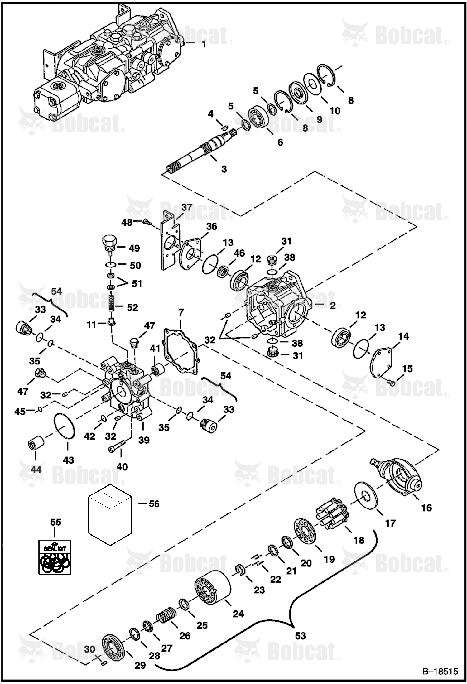 Hydrostatic Pump (M44 - Non/Servo Assist Steering) 514115001 - 514122813, 514213000 - 514222027