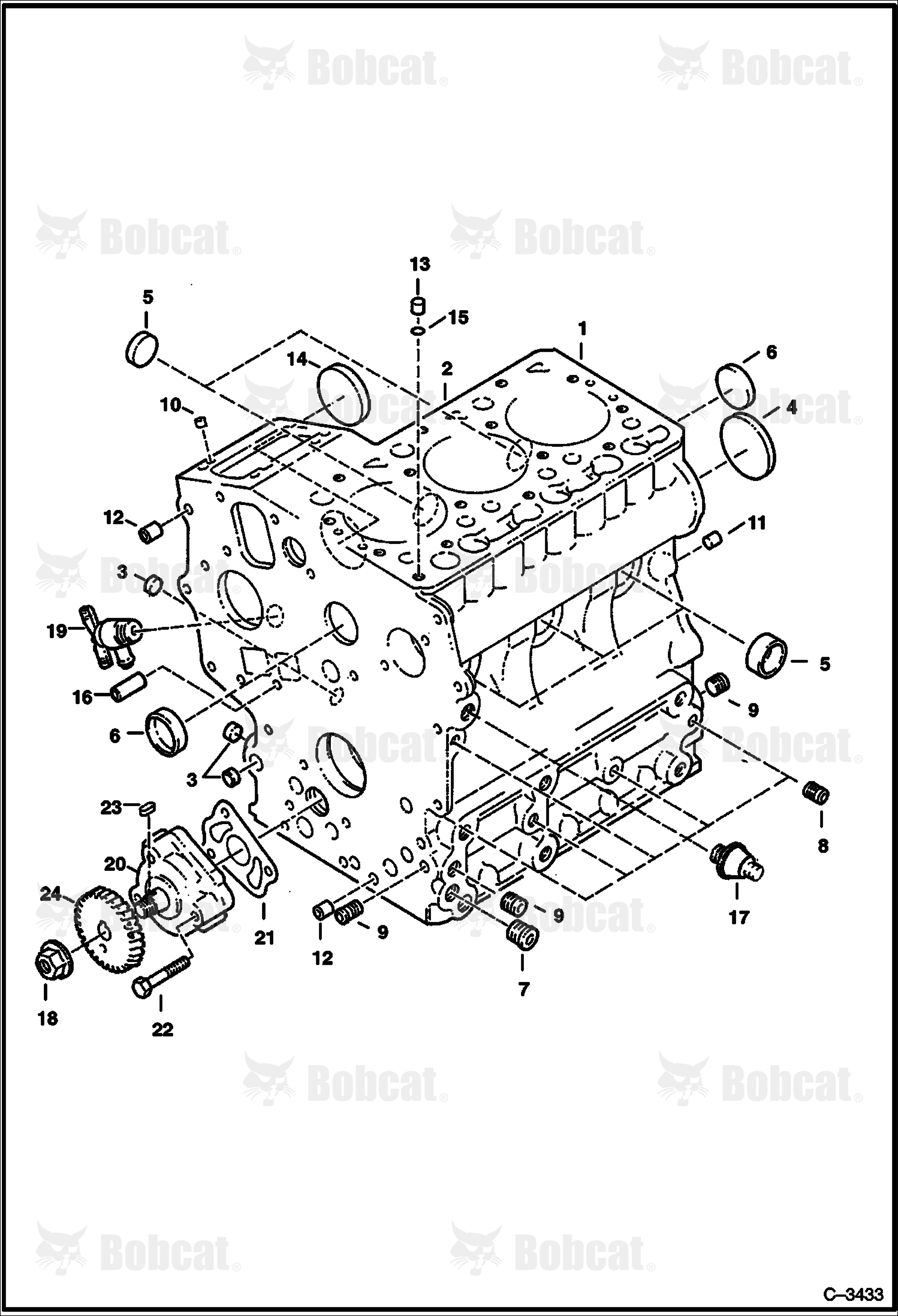 Crankcase (Kubota D722)  515011001 - 515013987, 515111001 - 515113995
