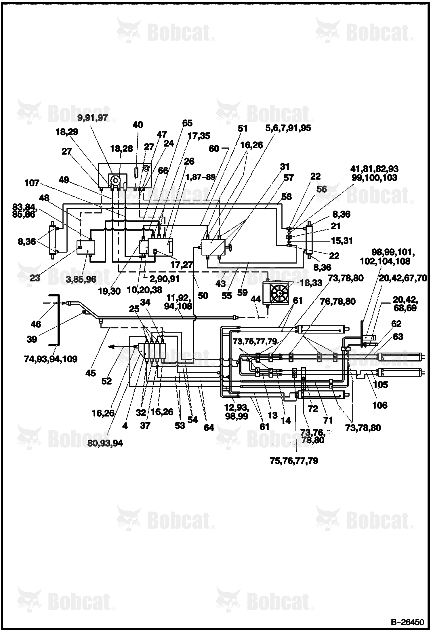 Hydraulic Circuitry (BL470) (BL475)  570511012 & Above, 571911003 & Above