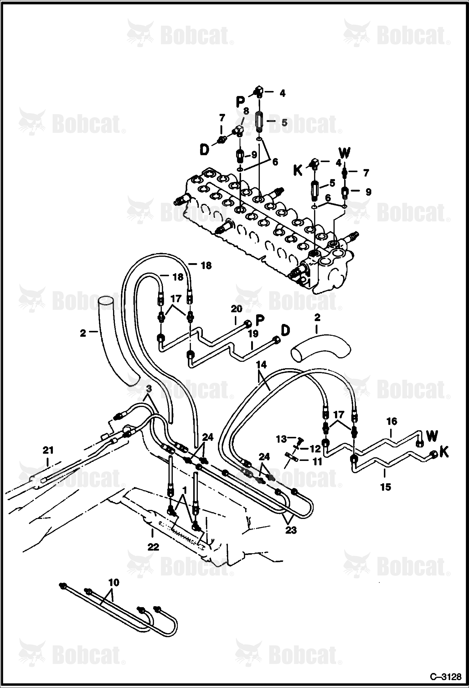 Hydraulic Circuitry (Valve to Arm & Boom Cylinders)