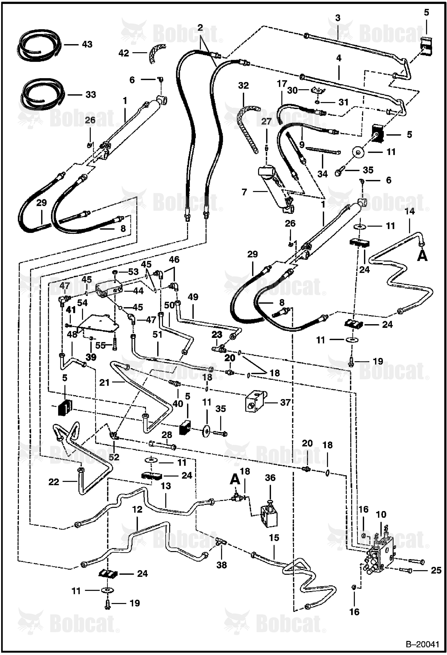 Hydraulic Circuitry (W/Bucket Positioning Valve)  514712999 & Below, 514911452 & Below