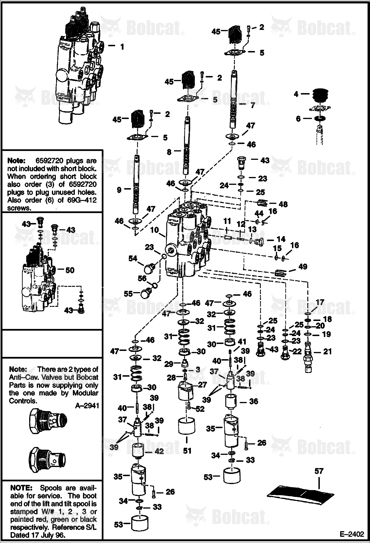 Hydraulic Control Valve (Bobcat) 501013001 & Above