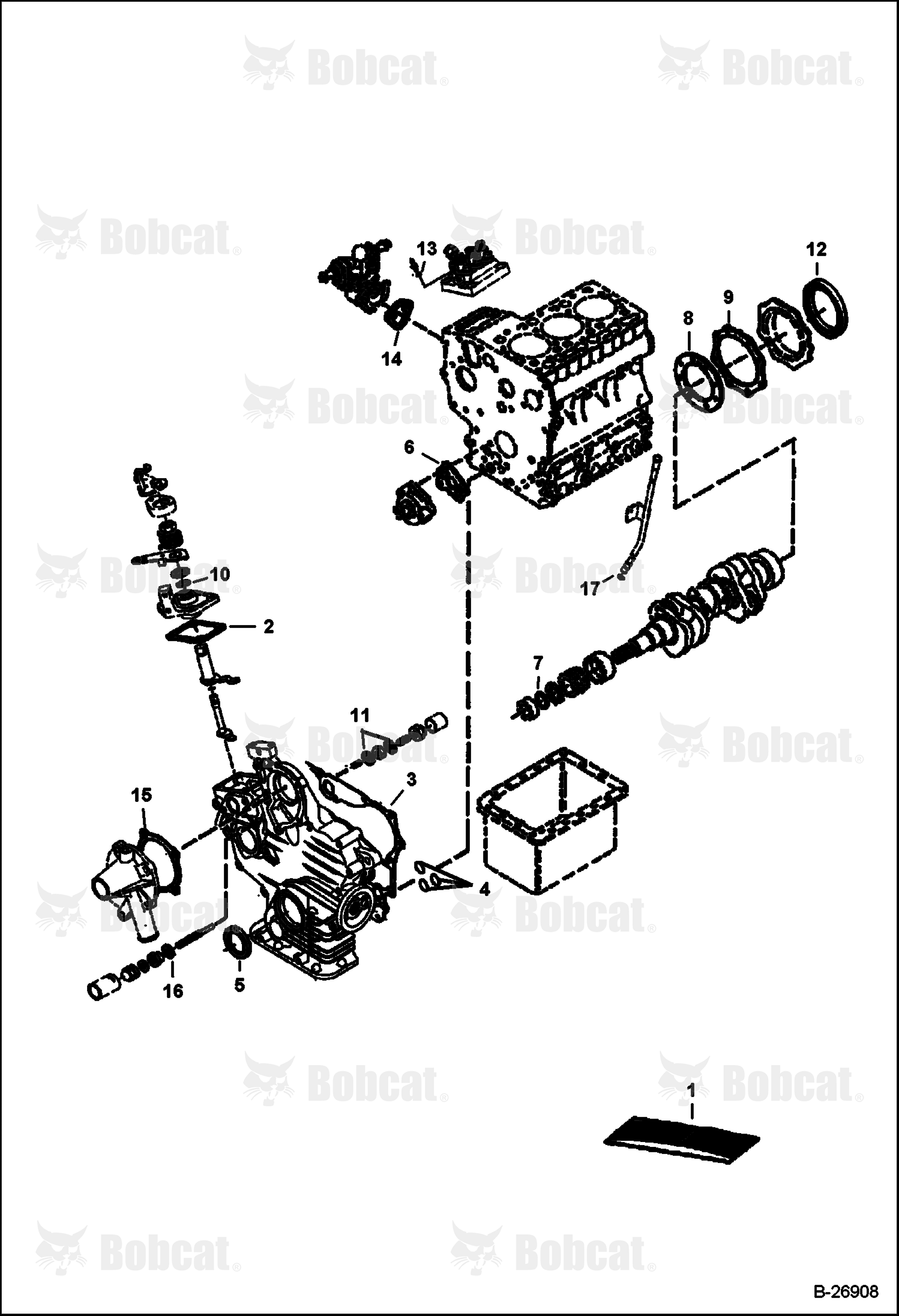 Lower Gasket Kit (Kubota D722-E2B-BC-6)(Tier II)  528711001 & Above, 528811001 & Above