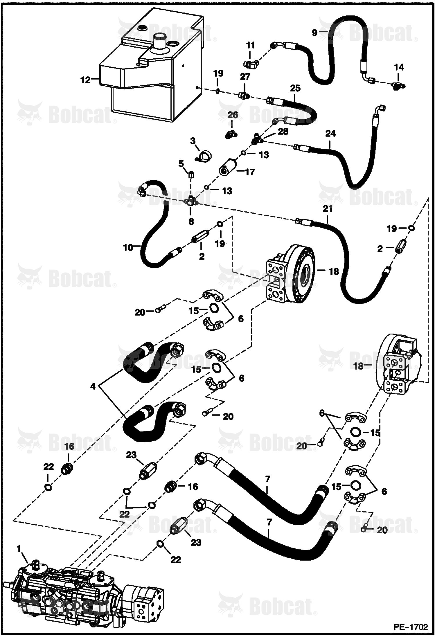 Hydrostatic Circuitry (W/Motors) 521313912 & Below, 521411180 & Below, 521512099 & Below, 521611029 & Below