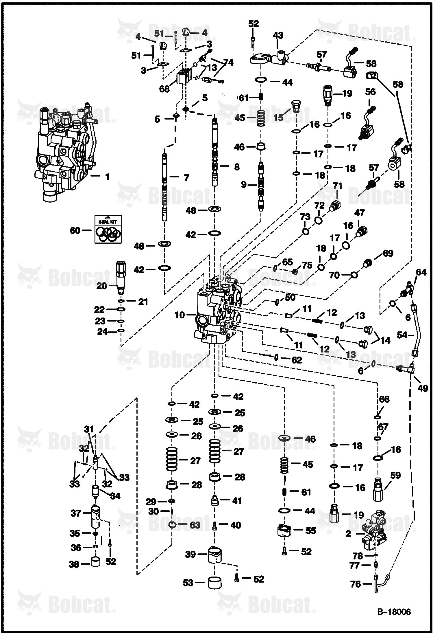 Hydraulic Control Valve (Spool Lock)(W/BICS Control Valve) 516815098 & Above, 517515127 & Above, 518916164 & Above