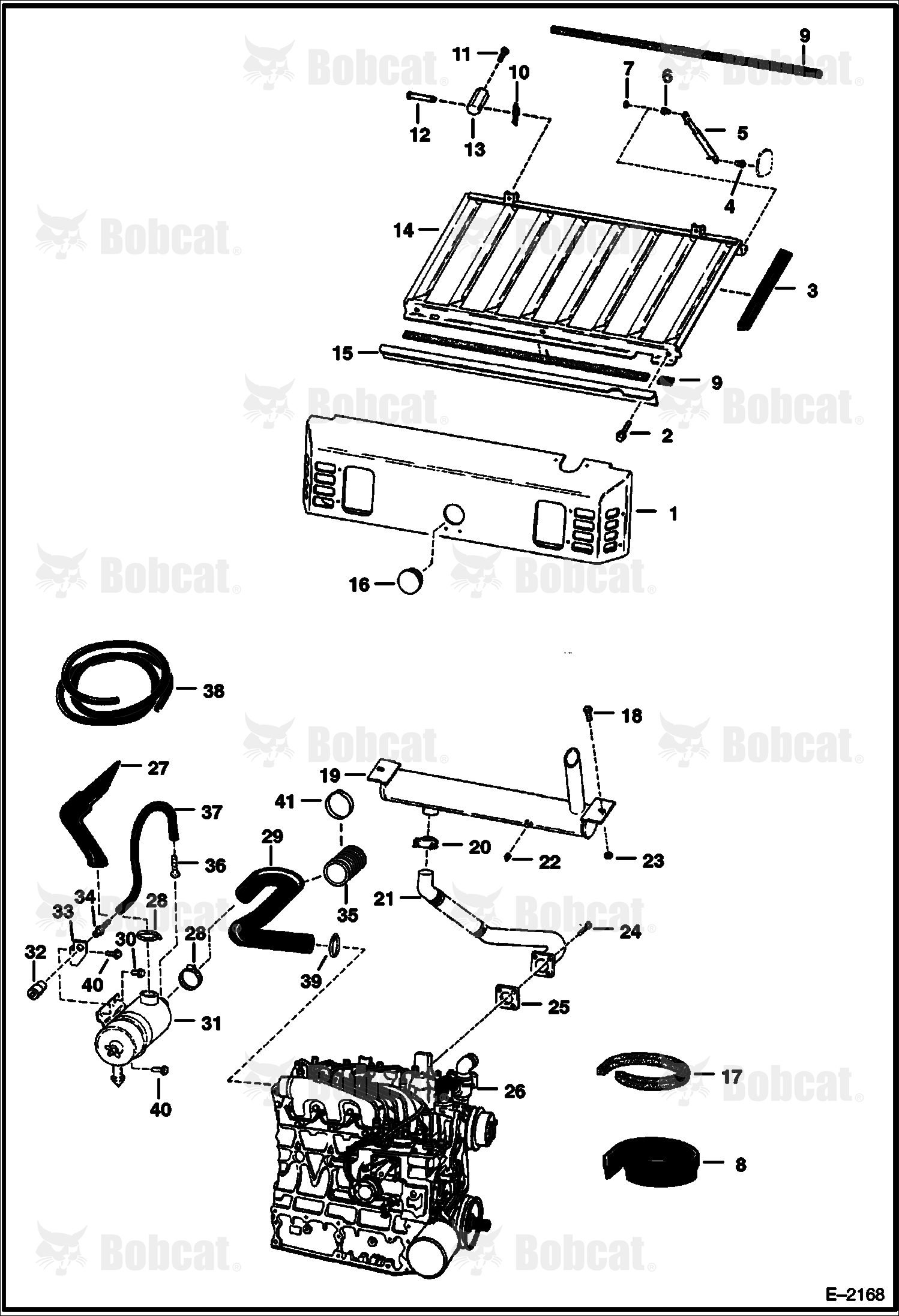Engine & Attaching Parts (Air Cleaner, Muffler & Grill) (W/O B.O.S.S. Option)