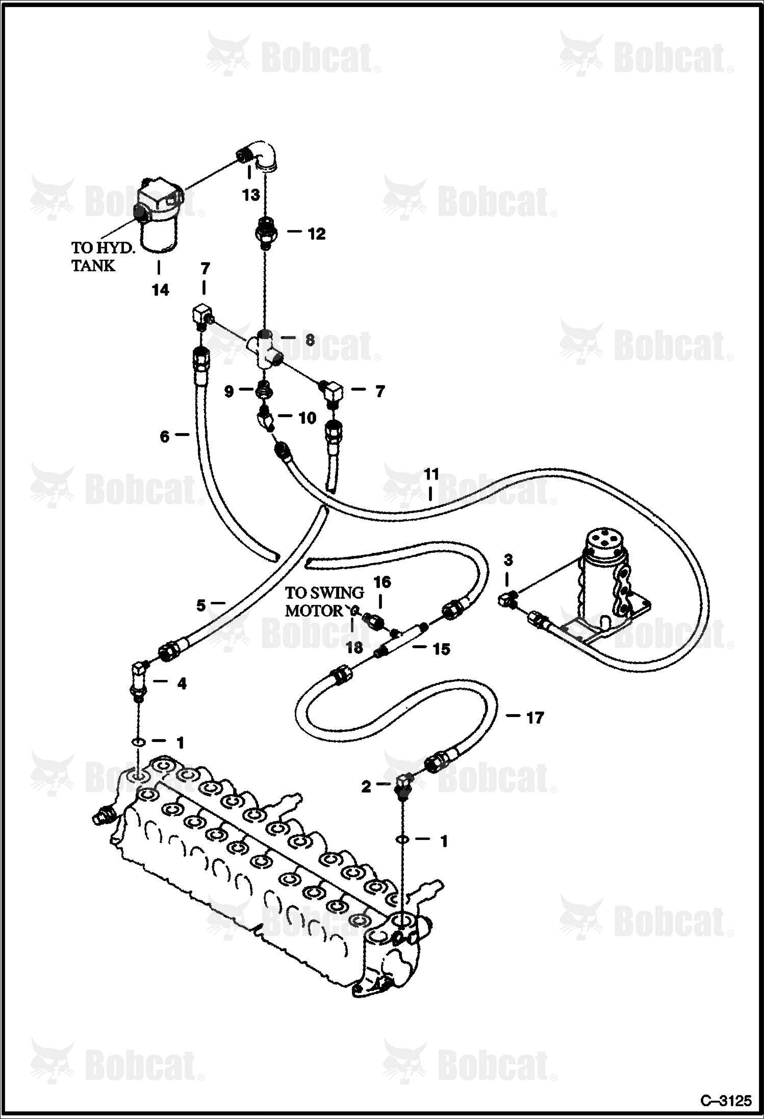 Hydraulic Circuitry (Valve to Tank) 508211001 - 508211308