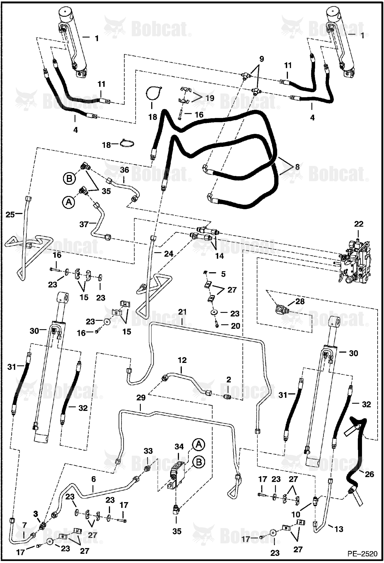 Hydraulic Circuitry (W/Bucket Positioning Valve)  526412000 & Above, 526512000 & Above