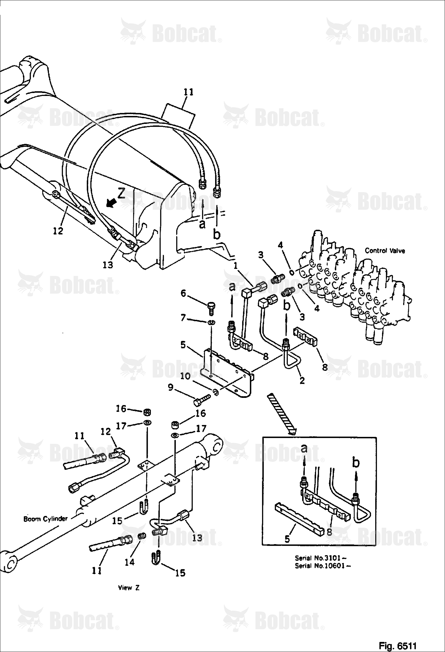 Hydraulic Piping (VALVE TO/FROM Boom CYLINDER)