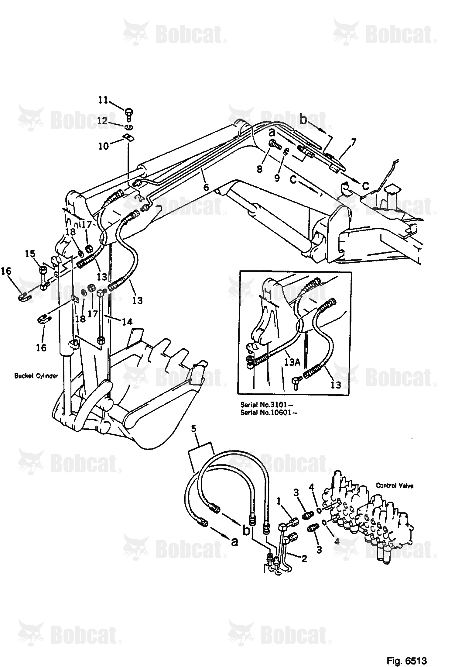 Hydraulic Piping (VALVE TO/FROM Bucket CYLINDER)