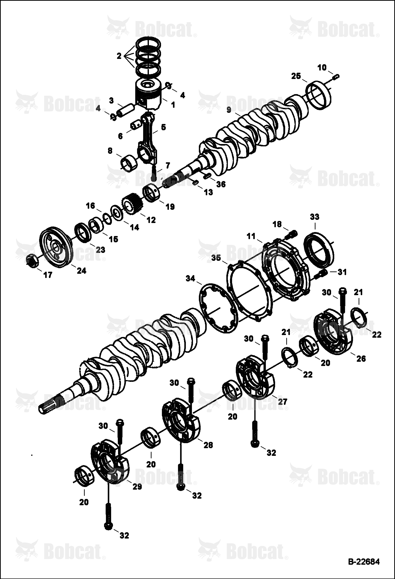Piston & Crankshaft (Kubota - V2203MDI - Tier II)
