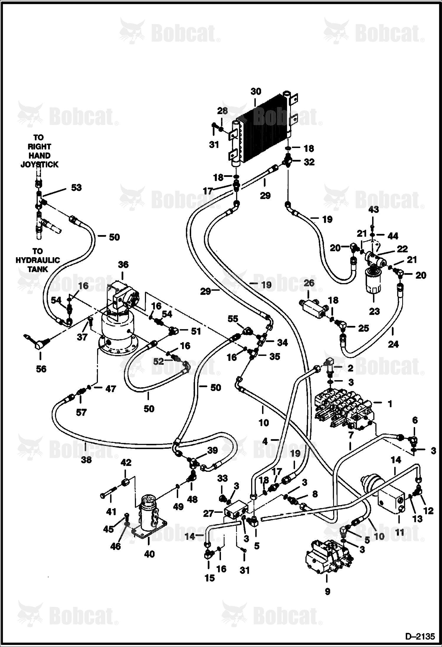 Hydraulic Circuitry (Valve to Swing Motor to Cooler) (For Excavators Sold in Scandinavian Countri)