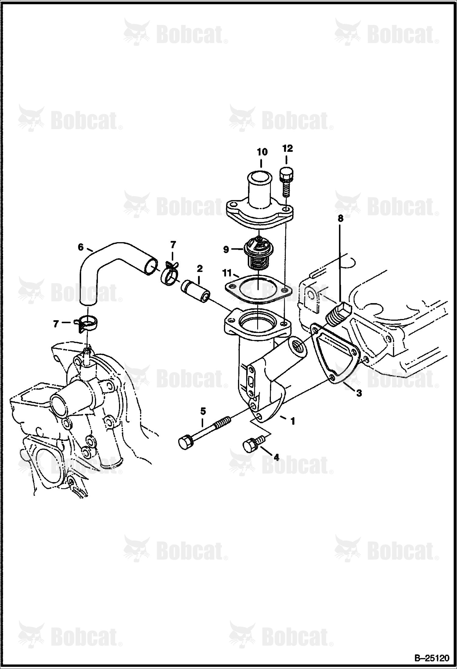 Water Flange & Thermostat (Kubota D722-E2B-BC-1)