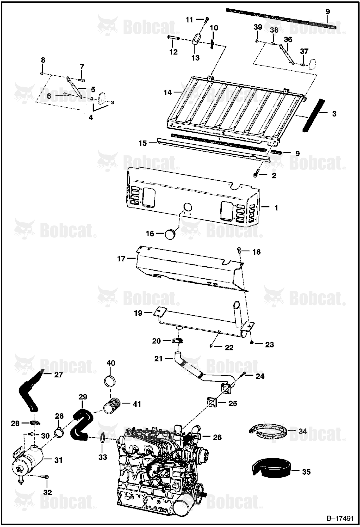 Engine & Attaching Parts (Air Cleaner, Muffler & Grill)  508617642 & Above