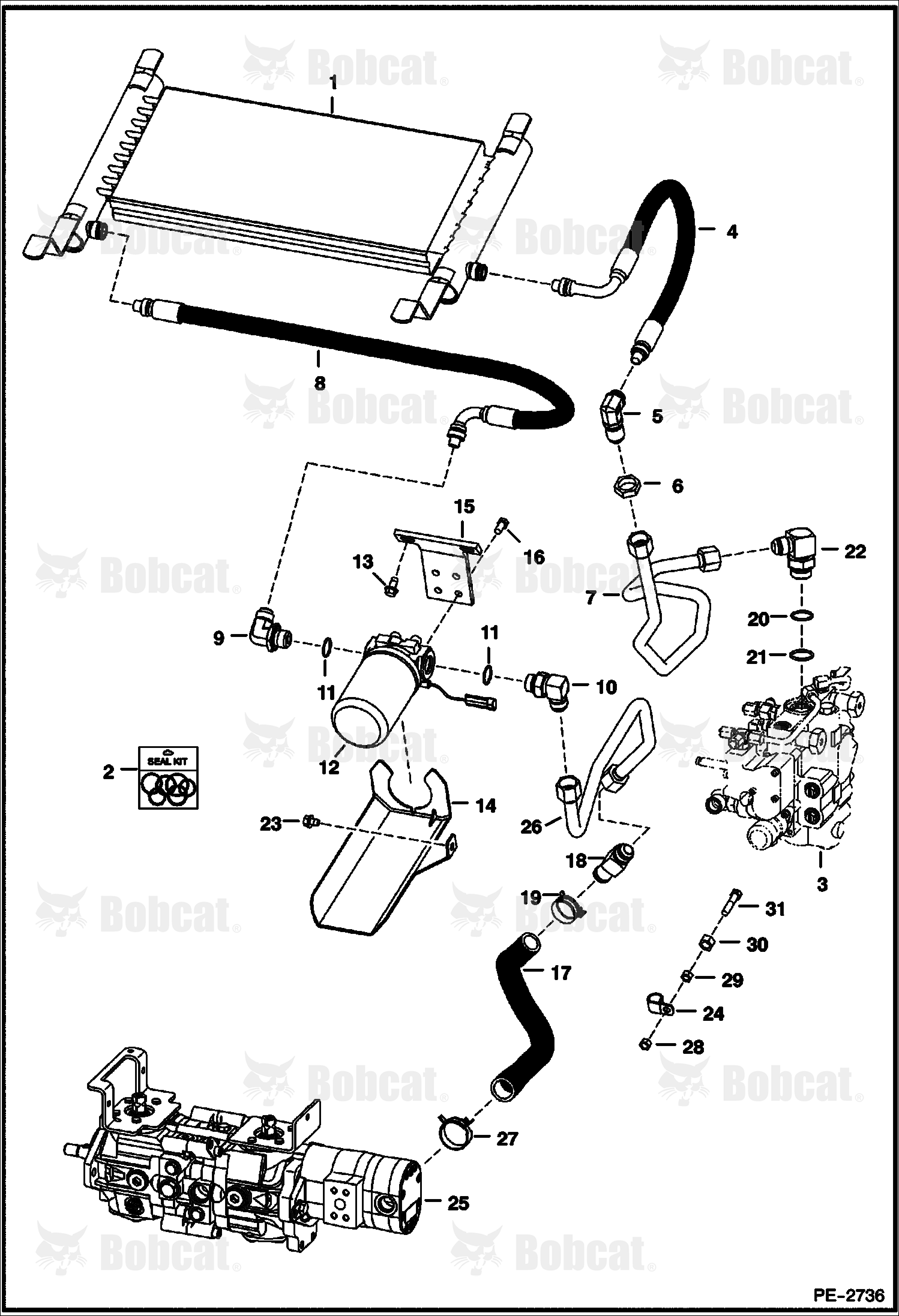 Hydrostatic Circuitry (Oil Filter Mounted W/Ports Horizontal)